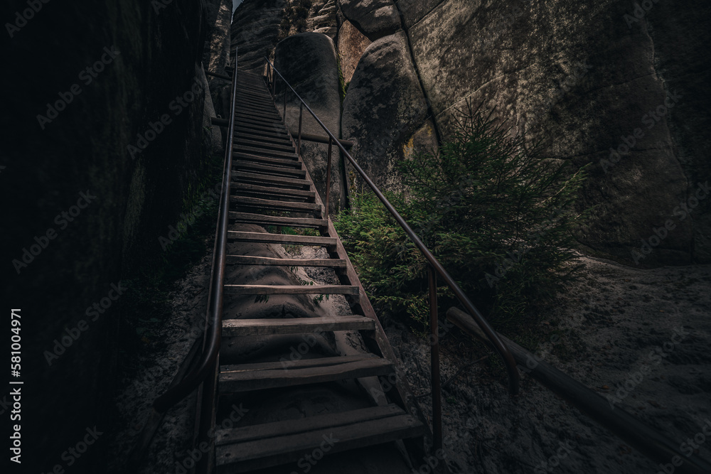 Adršpach Rocks - Adršpach-Teplice Rocks Nature Reserve, Czech Republic - stairs Adršpach Rocks - Adršpach-Teplice Rocks Nature Reserve, Czech Republic - stairs