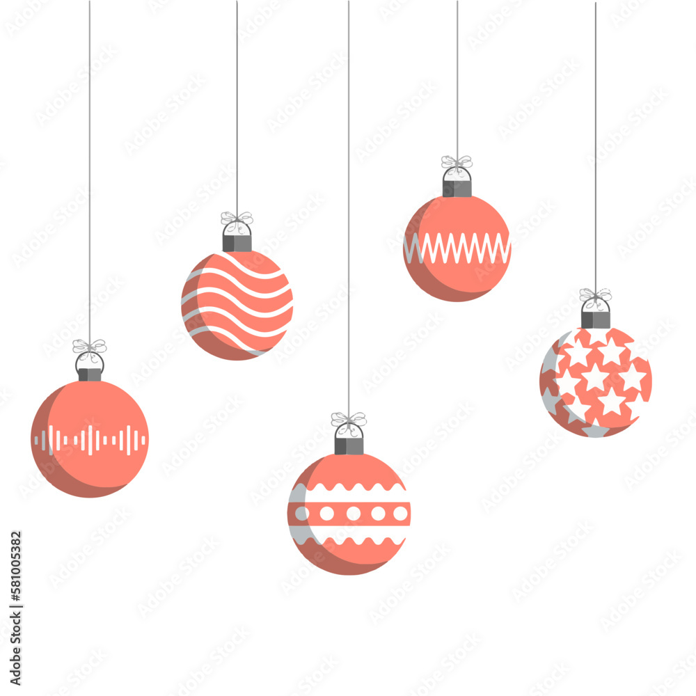 Christmas balls set on the white background