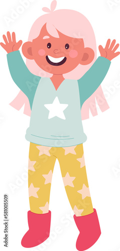 Happy kid play hide and seek flat illustration