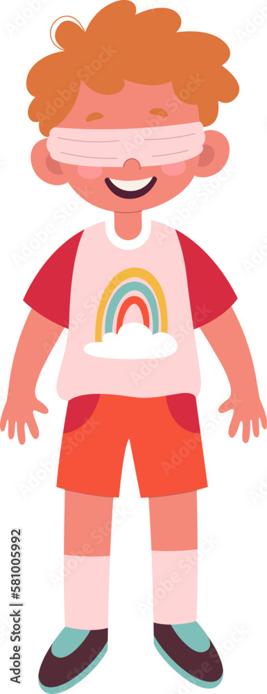 Happy kid play hide and seek flat illustration Happy kid play hide and seek flat illustration