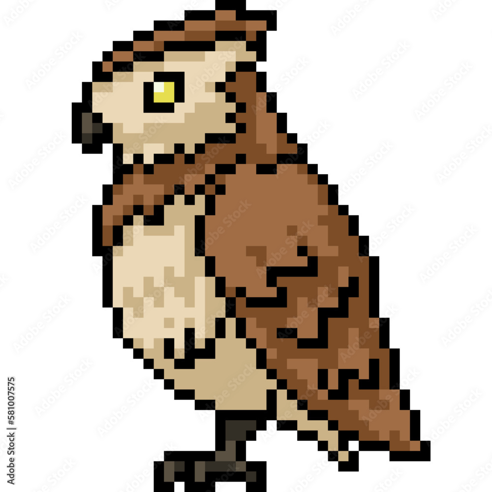 pixel art brown owl side