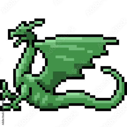 pixel art jade dragon sculppture © Saphatthachat