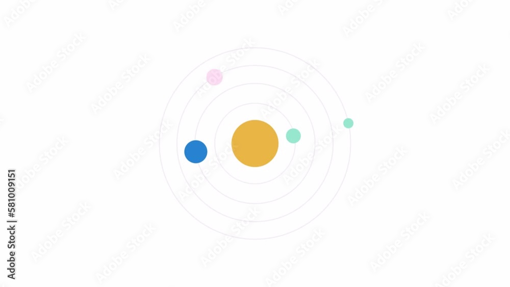 Animated solar system preloader. Planets around sun. Waiting process. 4K video footage with alpha channel transparency. Website loader. Colorful loading progress icon animation for web UI design