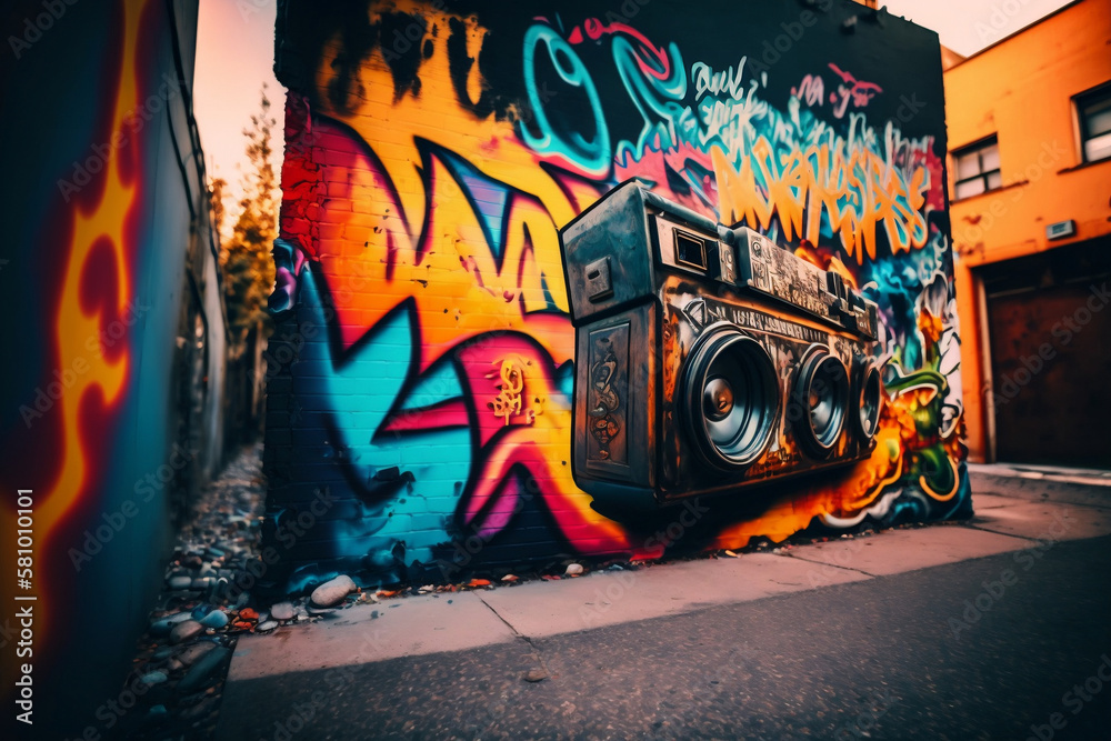 Colourful graffiti art on urban wall Colourful graffiti art on urban wall