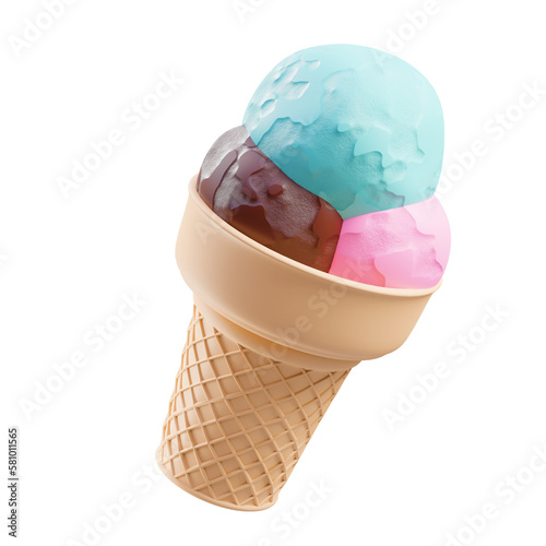 ice cream cone 3d food illustration