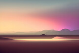 Bright pastel tones landscape illustration, Generative AI