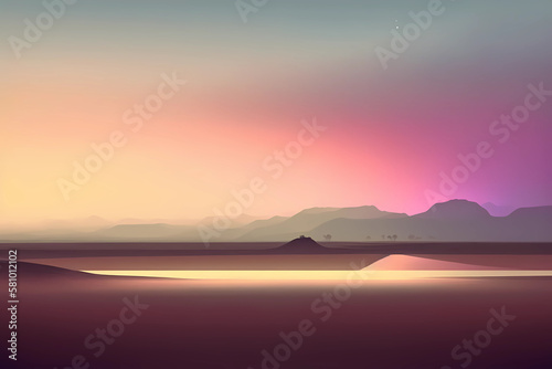 Bright pastel tones landscape illustration  Generative AI