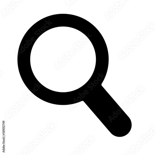 Magnifying glass silhouette icon. Search and survey. Research. Vector.