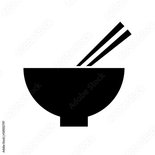 Bowl and chopsticks silhouette icon. Vector.