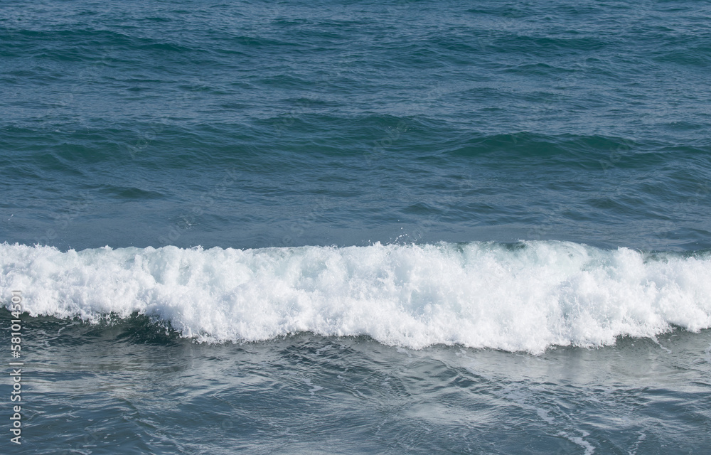 White sea wave in a February day in the Mediterranean coast in Mersin