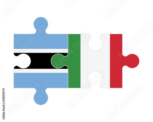 Puzzle of flags of Botswana and Italy, vector