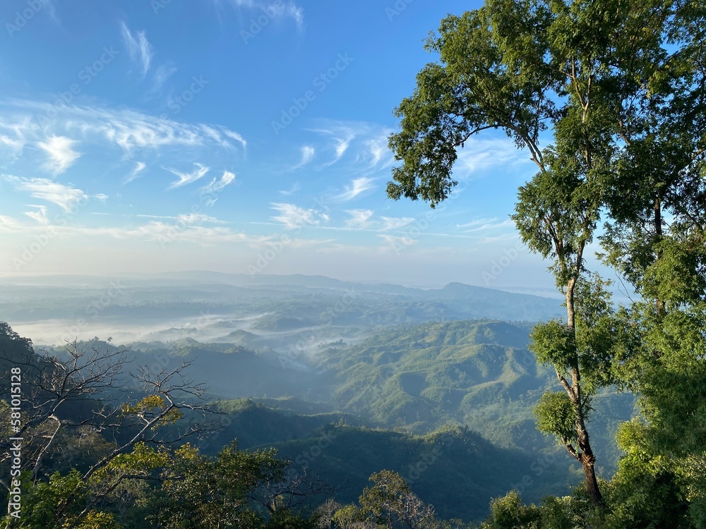 scenic landscape view Climbing the mountain to see the clouds over the mountains. scenic landscape view Climbing the mountain to see the clouds over the mountains.