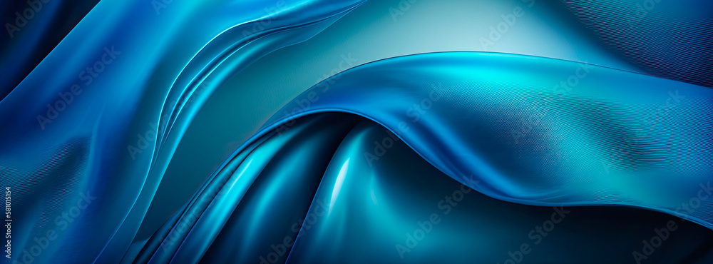 Blue gradient silk fabric background. Generative AI