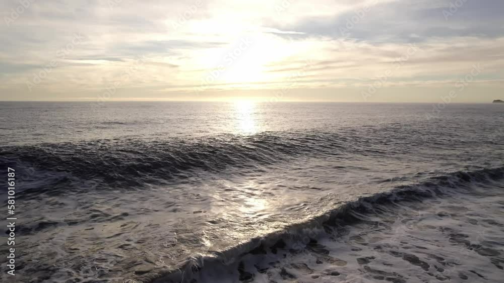 Golden Ocean Horizon with Waves | Evening Nature Aerial Golden Ocean Horizon with Waves | Evening Nature Aerial