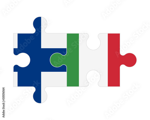 Puzzle of flags of Finland and Italy, vector