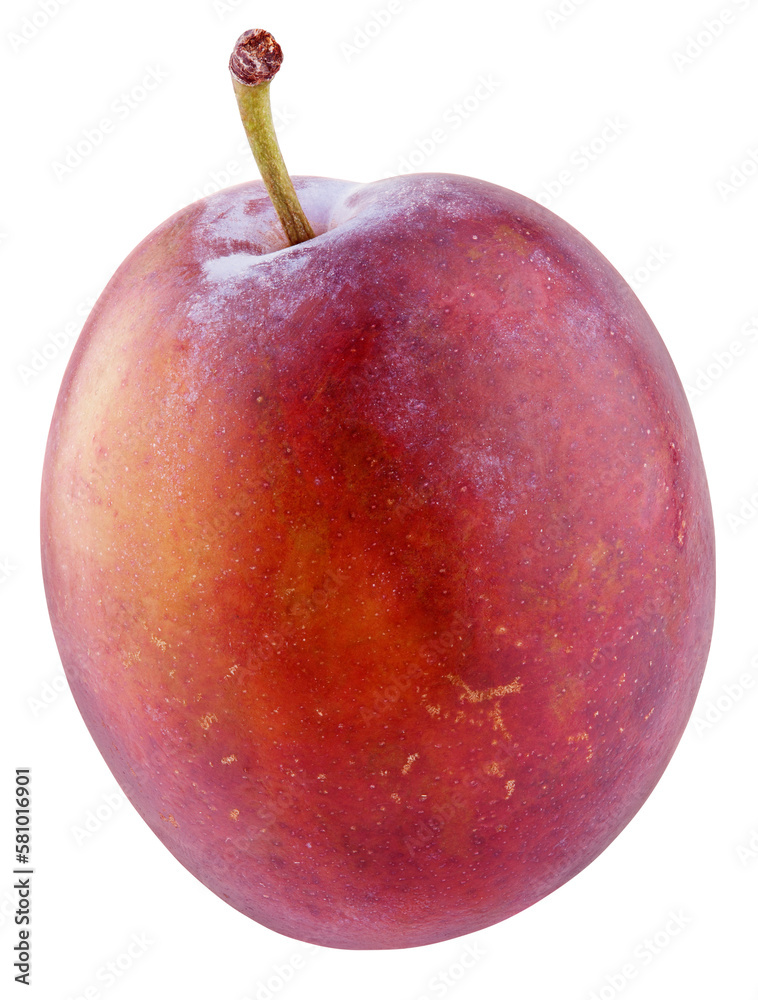 Fresh red plum isolated on transparent background