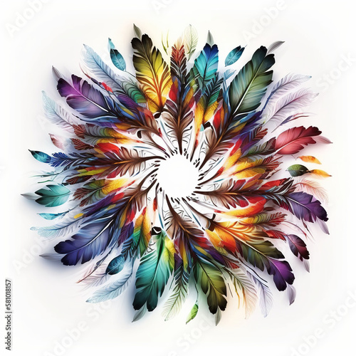 Mandal of colorful feathers - generated by Generative AI - generated by Generative AI