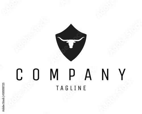 bull and shield silhouette vector design. best for logos, badges, emblems, icons, available in eps 10.