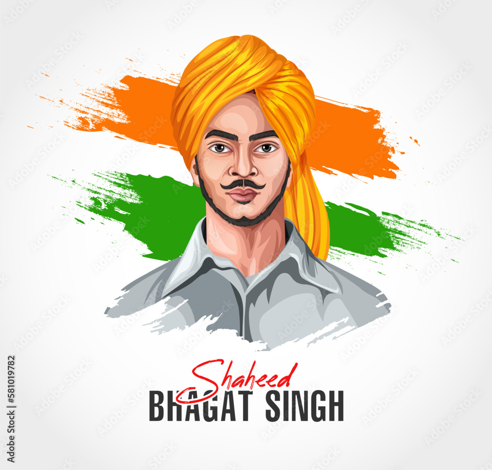 Stock Vector illustration of Nation Hero and Freedom Fighter Bhagat ...