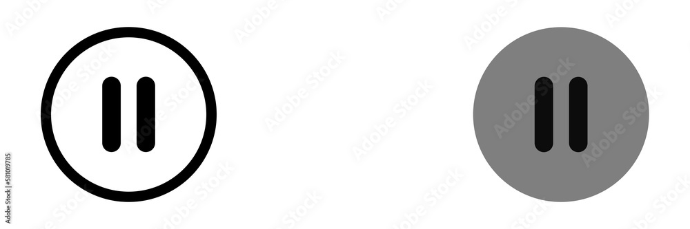 Pause video screen button icons set on transparent background Pause video screen button icons set on transparent background