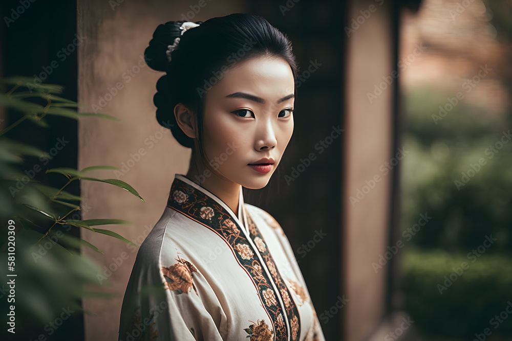 Illustration of a portrait of an Asian girl using AI generative. Illustration of a portrait of an Asian girl using AI generative.