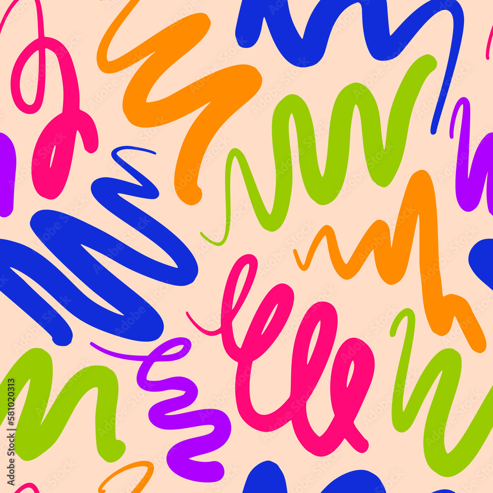 Abstract Modern Trendy Lines Hand Drawn Brushstrokes Seamless Pattern Abstract Modern Trendy Lines Hand Drawn Brushstrokes Seamless Pattern