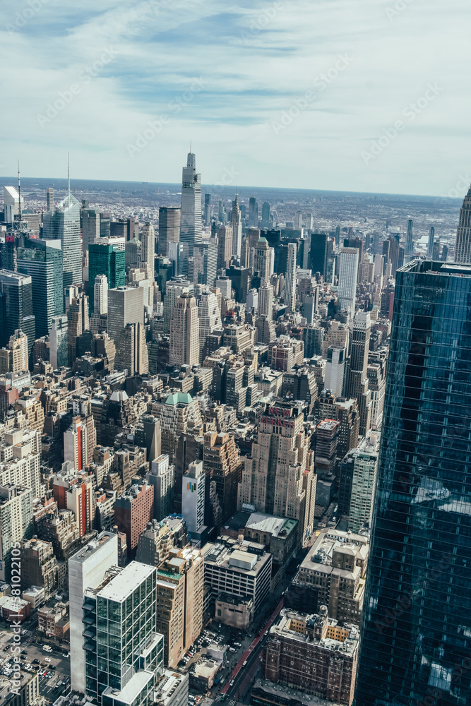 Foto de los rascacielos de Manhattan, Nueva York, Estados Unidos desde las alturas.