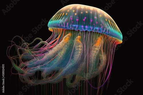 Colorful jellyfish, generative AI