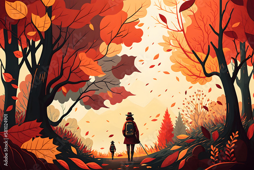 Autumn concept illustration. Generative AI