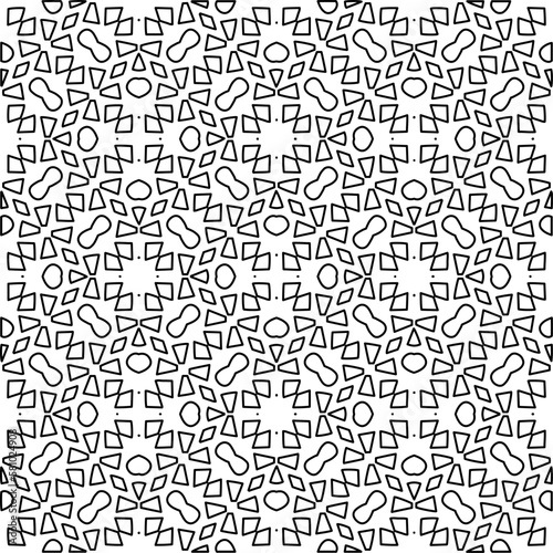 Stylish texture with figures from lines. Abstract geometric black and white pattern for web page, textures, card, poster, fabric, textile. Monochrome graphic repeating design.  © t2k4