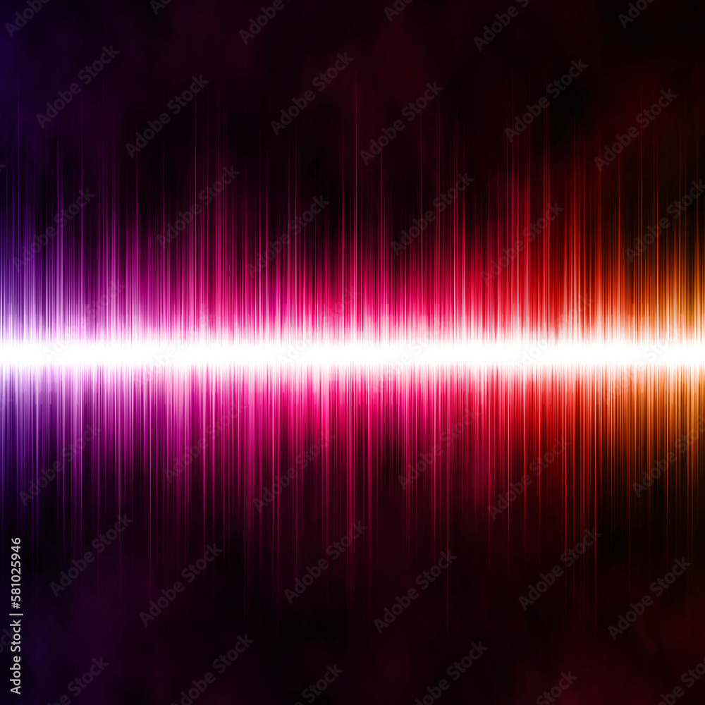 Multicolour abstract sound waves on black background.