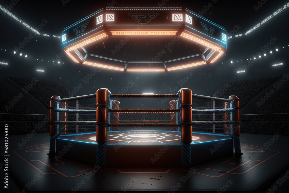 ring, arena for boxing fights and competitions, seats for spectators