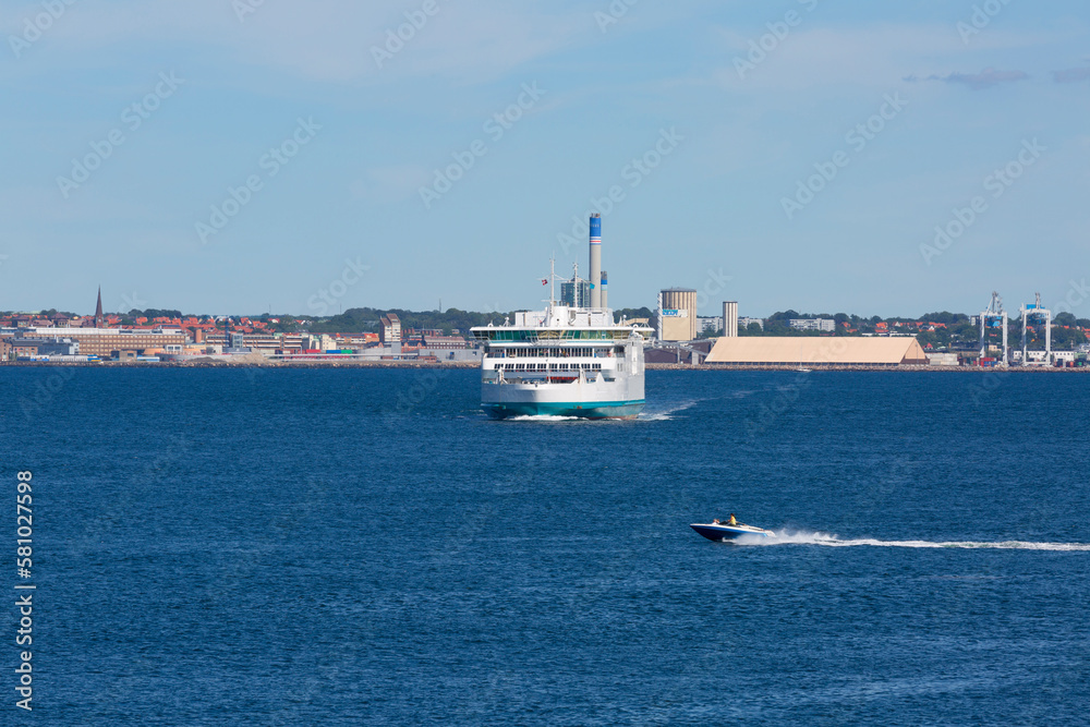 Passenger ferry for sailing along the route between port Helsingor in Denmark and Helsingborg in Sweden, Helsingor, Denmark