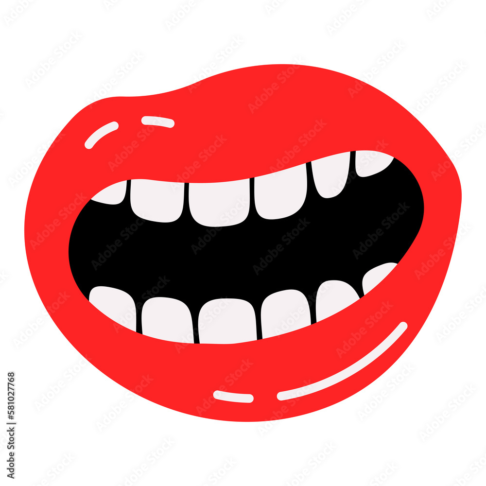 Emotional Bold Doodle Lips Graphic Element. Bright Smile Emotional Bold Doodle Lips Graphic Element. Bright Smile