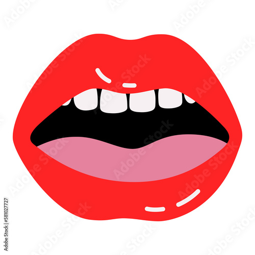 Emotional Bold Doodle Lips, Mouth With Tongue, Sticking Out, Teeth