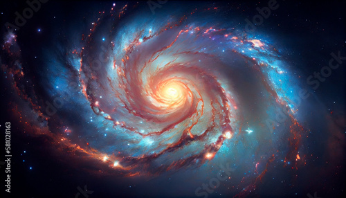 Spiral galaxy in space. Universe, stars and planets, Astronomy. Generative Ai