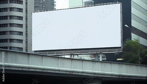 Big empty billboard in the city. Generative AI