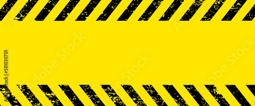 Black and yellow warning line striped rectangular background, warning to be careful of the potential danger vector template sign border