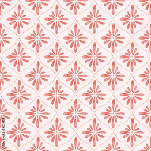 Fototapeta Naklejka Na Ścianę i Meble -  Diamond shaped seamless pattern design. Floral ornamental composition perfect for invitations, wallpaper, fabrics.