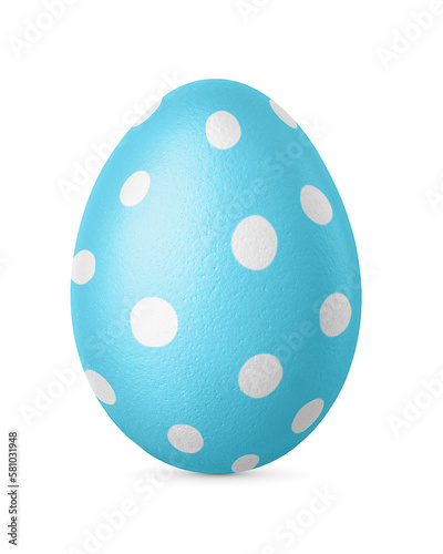 Handmade blue Easter egg isolated on a white.