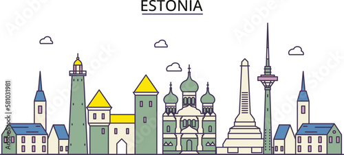 Estonia tourism landmarks, vector city travel illustration photo