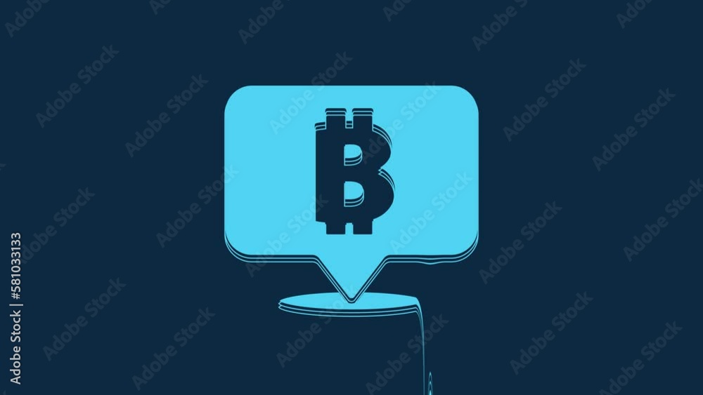 Blue Cryptocurrency coin Bitcoin icon isolated on blue background. Physical bit coin. Blockchain based secure crypto currency. 4K Video motion graphic animation Blue Cryptocurrency coin Bitcoin icon isolated on blue background. Physical bit coin. Blockchain based secure crypto currency. 4K Video motion graphic animation
