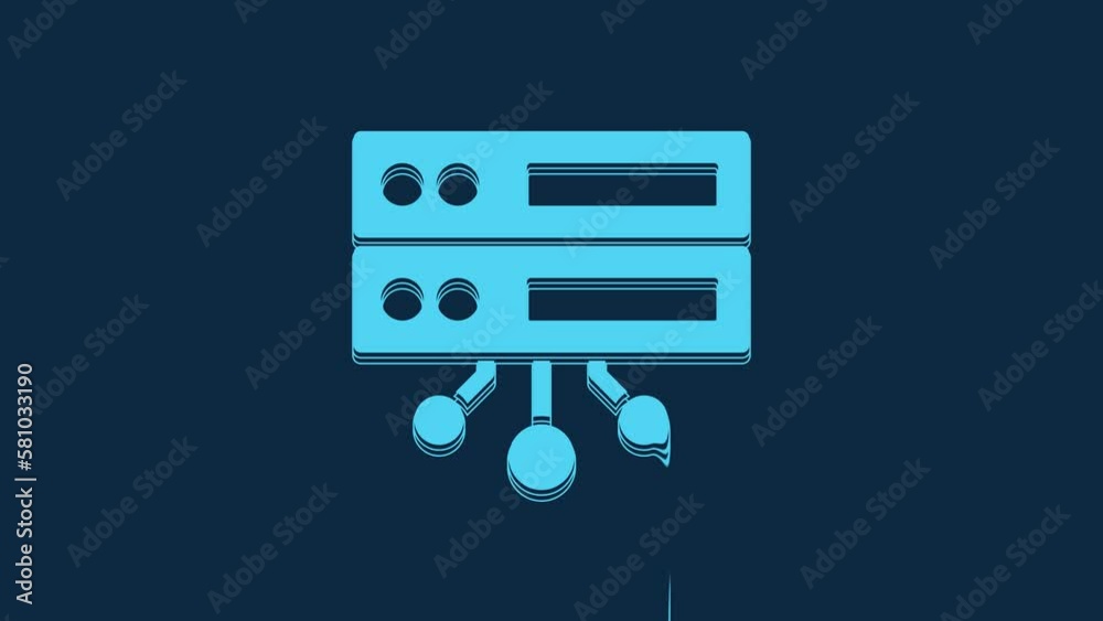 Blue Server, Data, Web Hosting icon isolated on blue background. 4K Video motion graphic animation Blue Server, Data, Web Hosting icon isolated on blue background. 4K Video motion graphic animation
