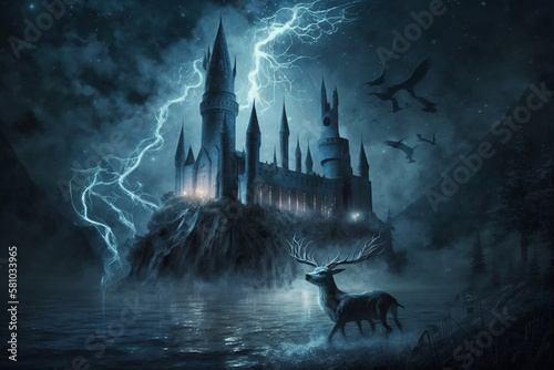 wizarding world, dark magic, castle, power, magic, wand, patronus photo