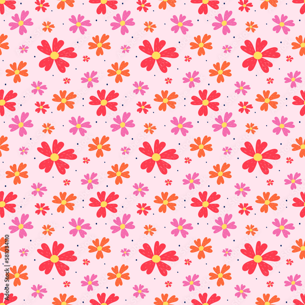 Floral seamless pattern. Spring background with blowing flowers. Vector illustration Floral seamless pattern. Spring background with blowing flowers. Vector illustration