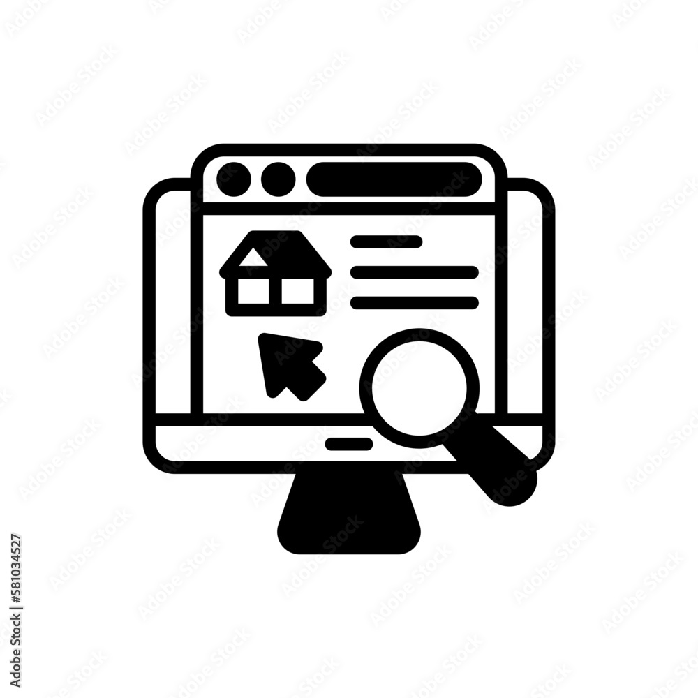 Online House Searching icon in vector. Illustration Online House Searching icon in vector. Illustration