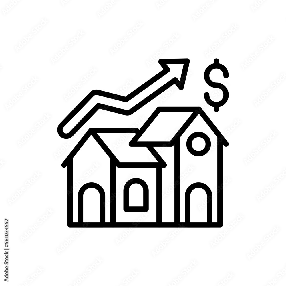 House Price Growth icon in vector. Illustration House Price Growth icon in vector. Illustration
