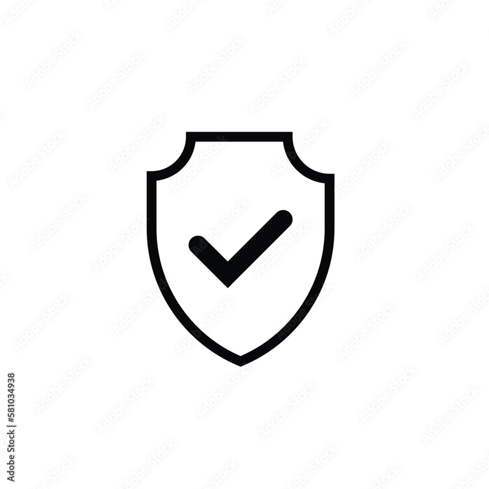 Black shield with check mark icon Black shield with check mark icon