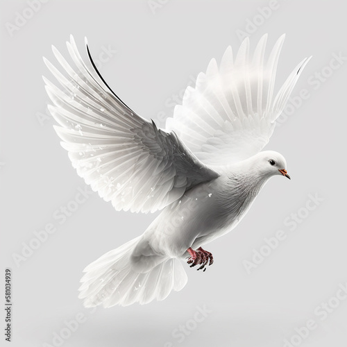 Fliegende Taube auf wei  em Hintergrund  erstellt durch KI-Tool 