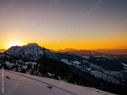 Sunset over Tatra mountains during winter © Peter Polic